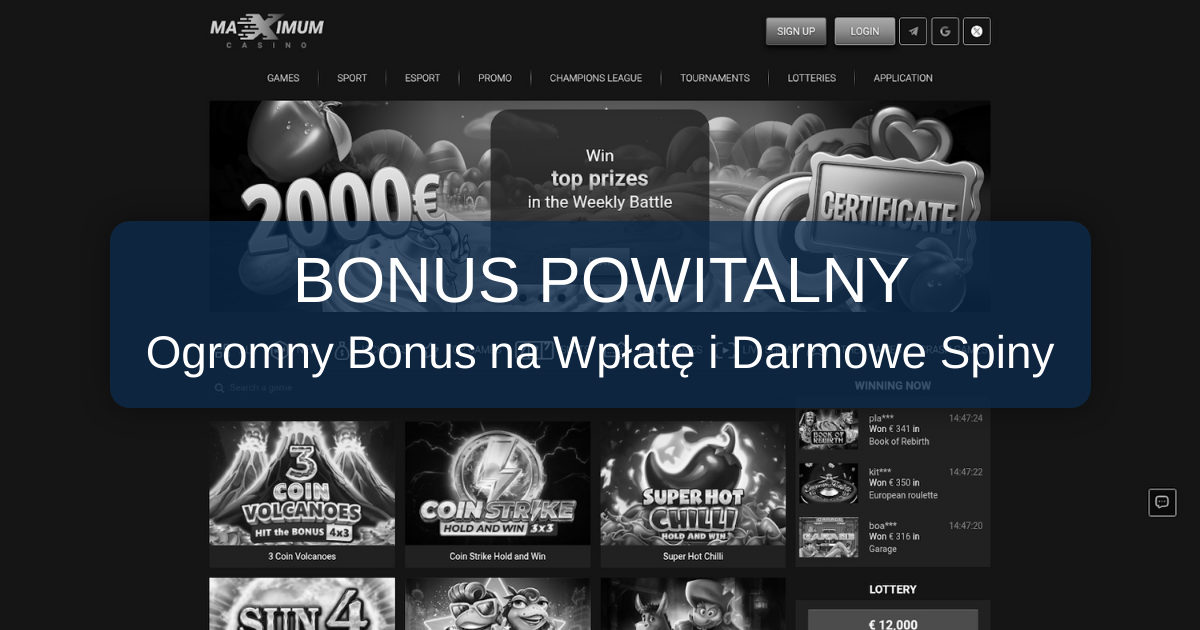 Maximum Casino welcome bonus
