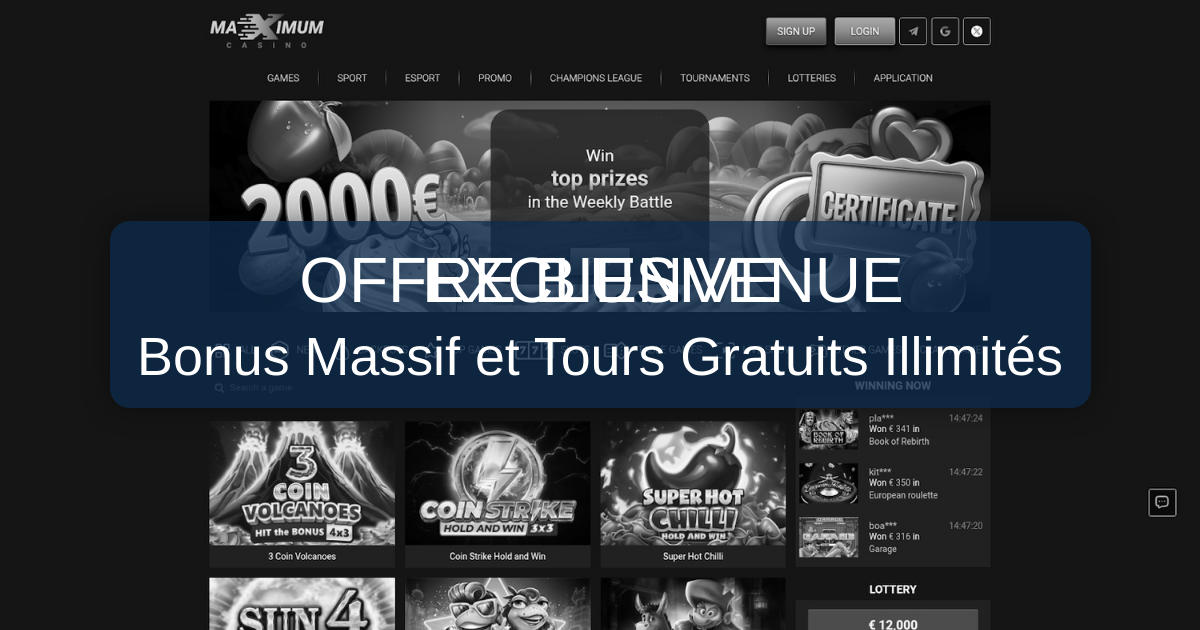 Maximum Casino welcome bonus