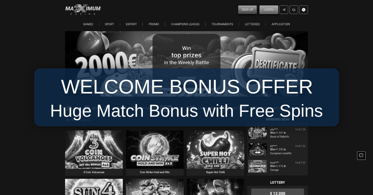 Maximum Casino welcome bonus